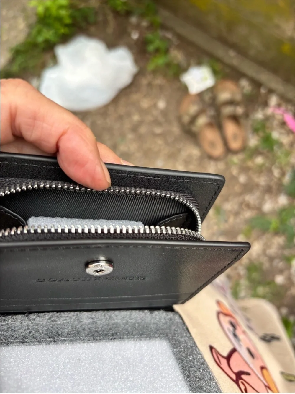 Coach Brown Signature Snoopy Compact Wallet
